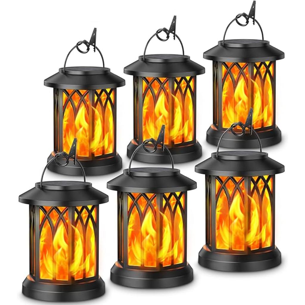 Solar Lantern Outdoor Lights 4 Pack Flickering Flame Decorative