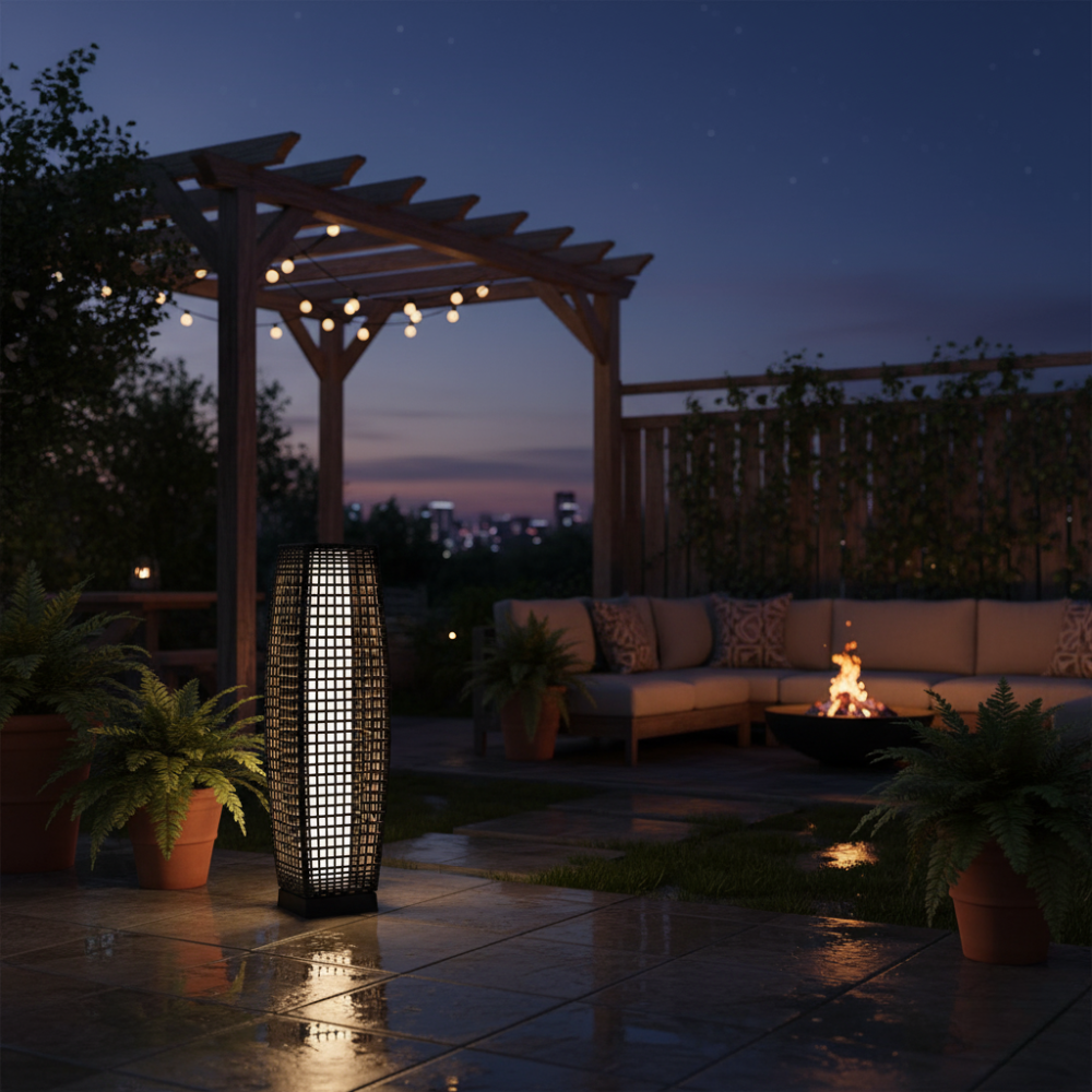 Water Resistant Wicker Lantern Light for Patio