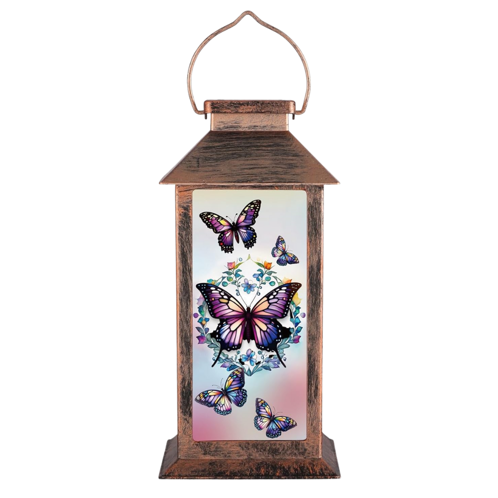 Waterproof Solar Lantern With Sunflower Butterfly Garden Decor