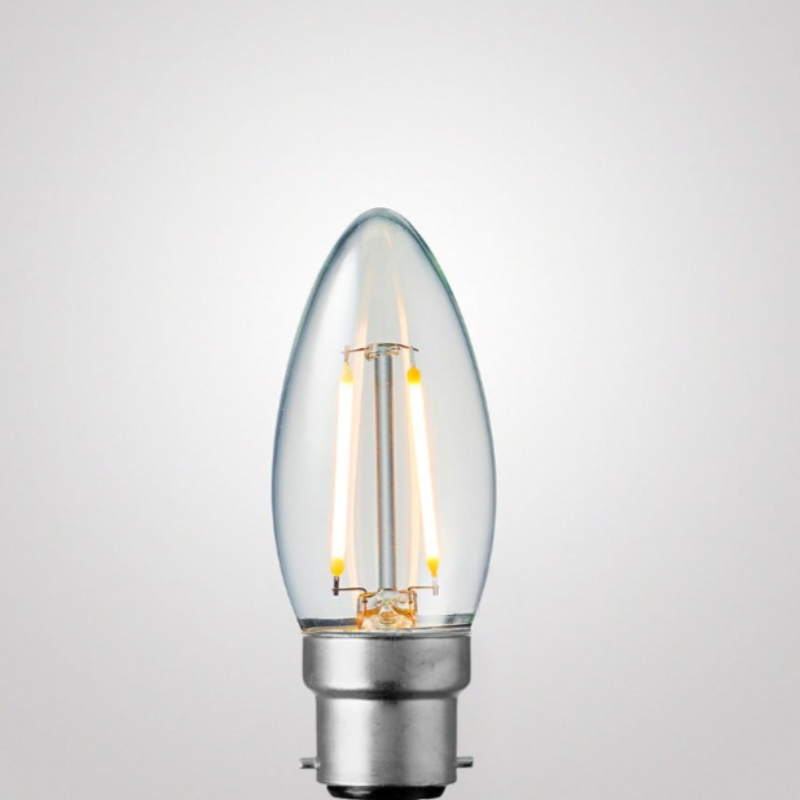 2W Candle Dimmable LED Bulb (B22) Clear in Warm White-Sparklie Lights