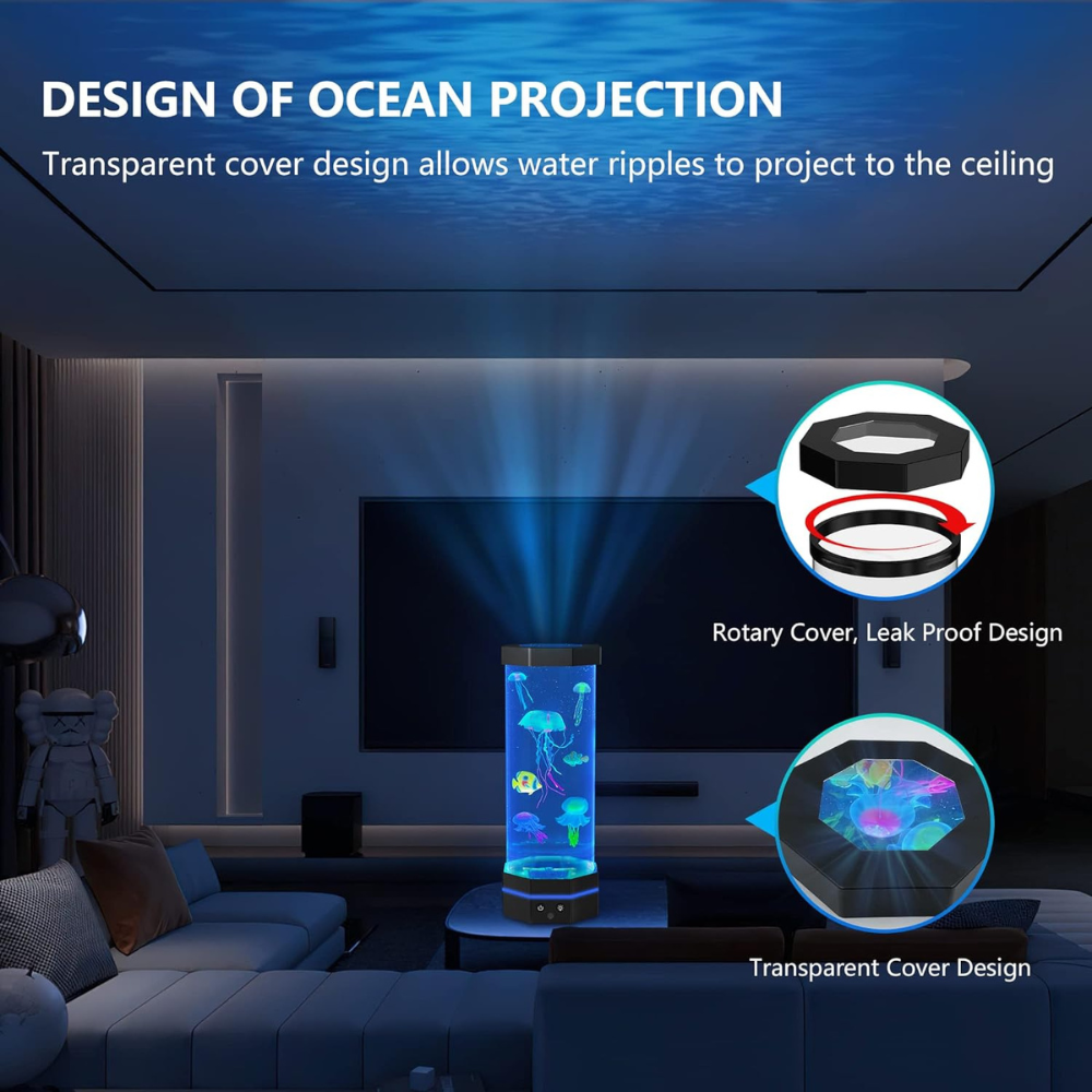 LED Jellyfish Lamp With Remote Control And Ocean Projection-Sparklie Lights