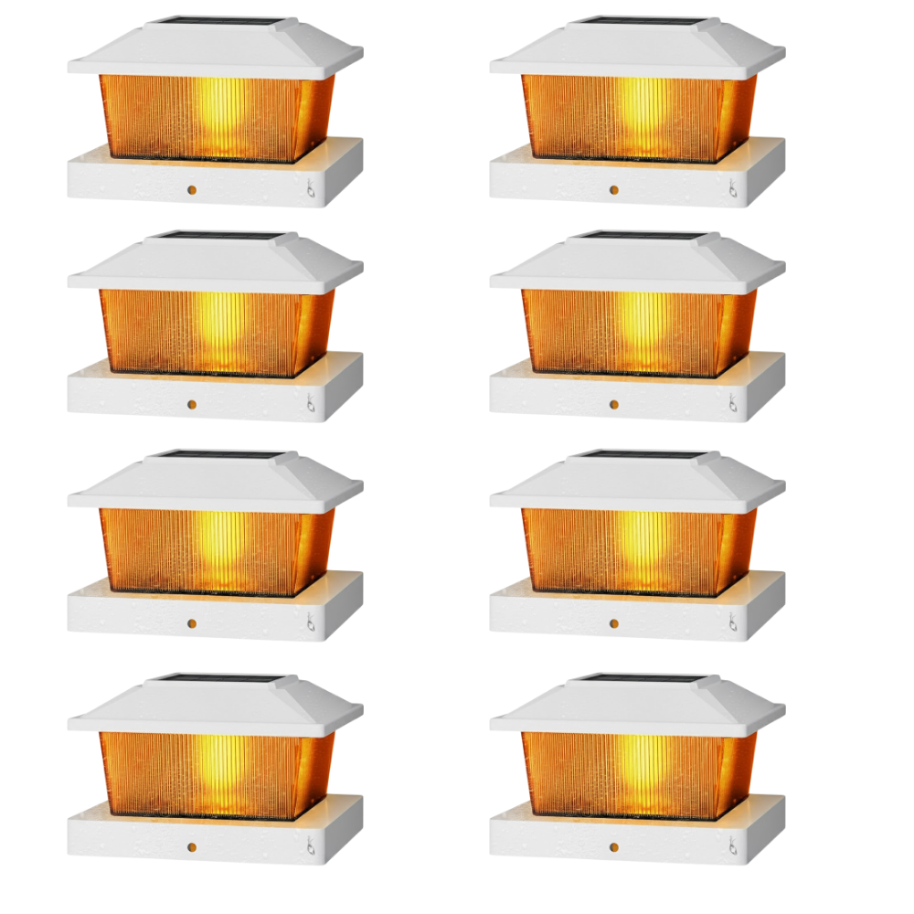 Flickering Flame Solar Post Cap Lights for Outdoor Deck and Fence