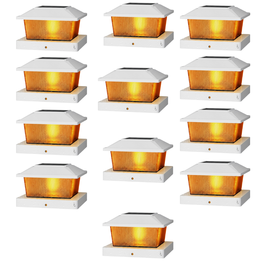 Flickering Flame Solar Post Cap Lights for Outdoor Deck and Fence
