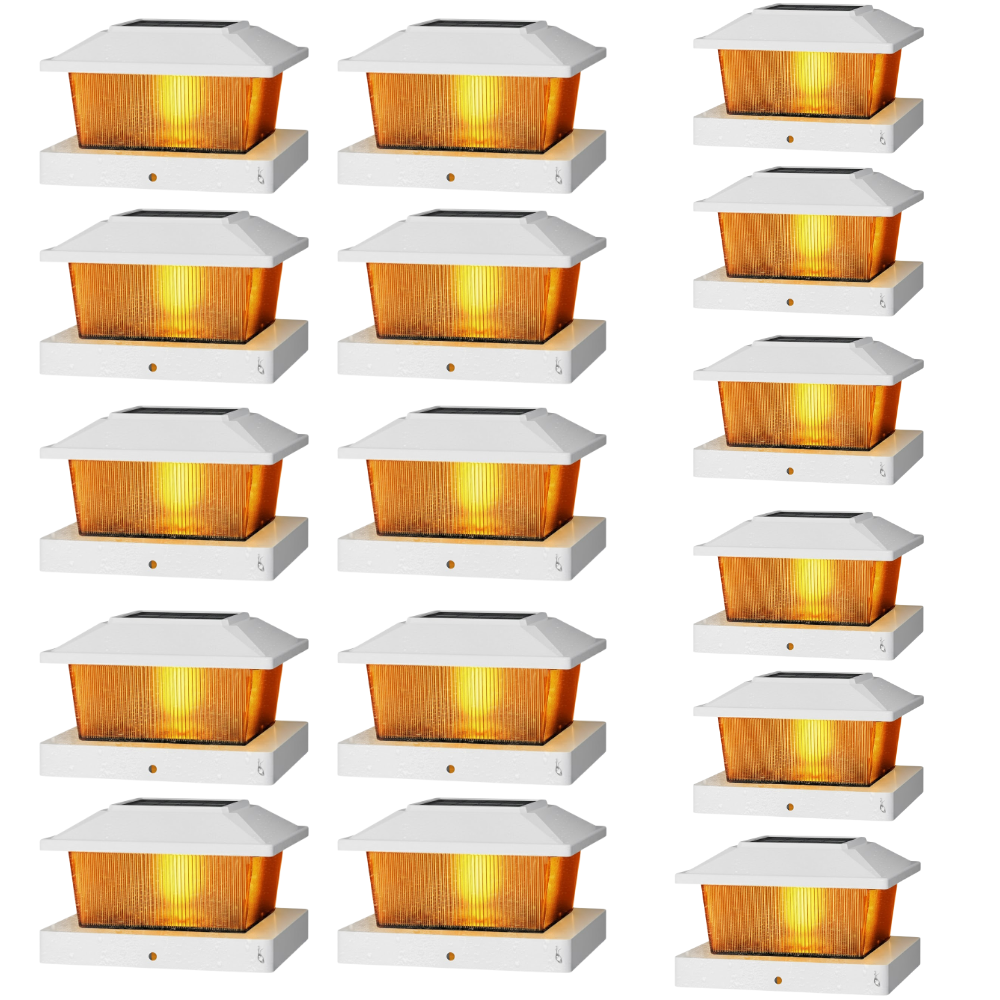 Flickering Flame Solar Post Cap Lights for Outdoor Deck and Fence