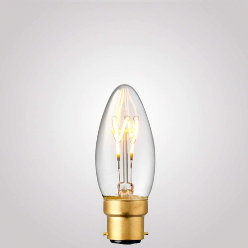 3W Candle Dimmable Tre Loop LED Bulb (B22) in Extra Warm White-Sparklie Lights