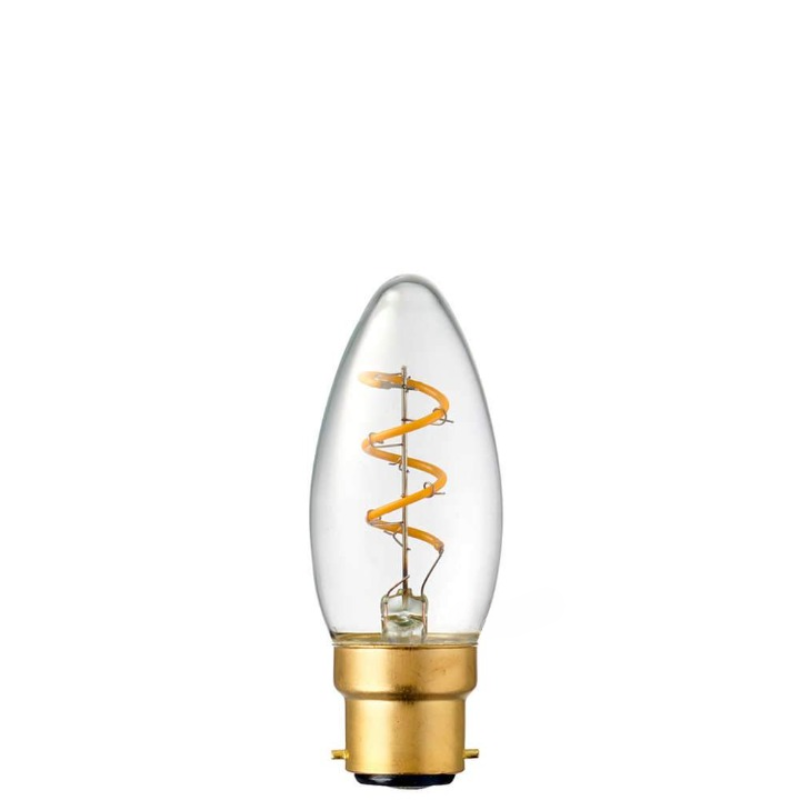 3W Candle Spiral Dimmable LED Bulb (B22) in Extra Warm White-Sparklie Lights