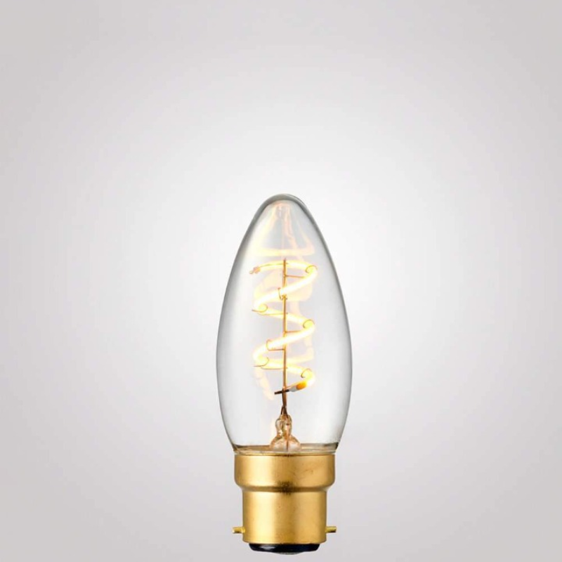 3W Candle Spiral Dimmable LED Bulb (B22) in Extra Warm White-Sparklie Lights