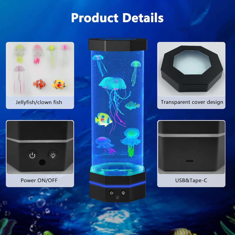 LED Jellyfish Lamp With Remote Control And Ocean Projection-Sparklie Lights