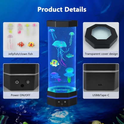 LED Jellyfish Lamp With Remote Control And Ocean Projection-Sparklie Lights
