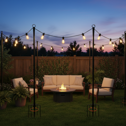 10 Ft String Light Poles 4 Pack