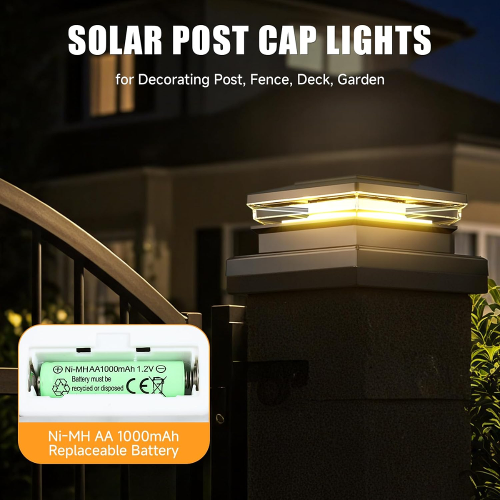 Pack Of 12 Solar Powered Post Cap Lights For Fence And Deck
