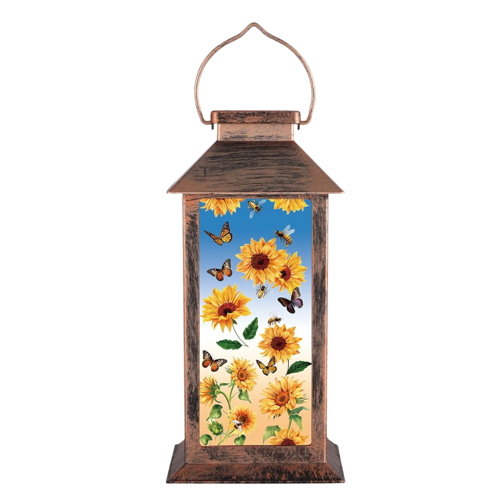 Waterproof Solar Lantern With Sunflower Butterfly Garden Decor