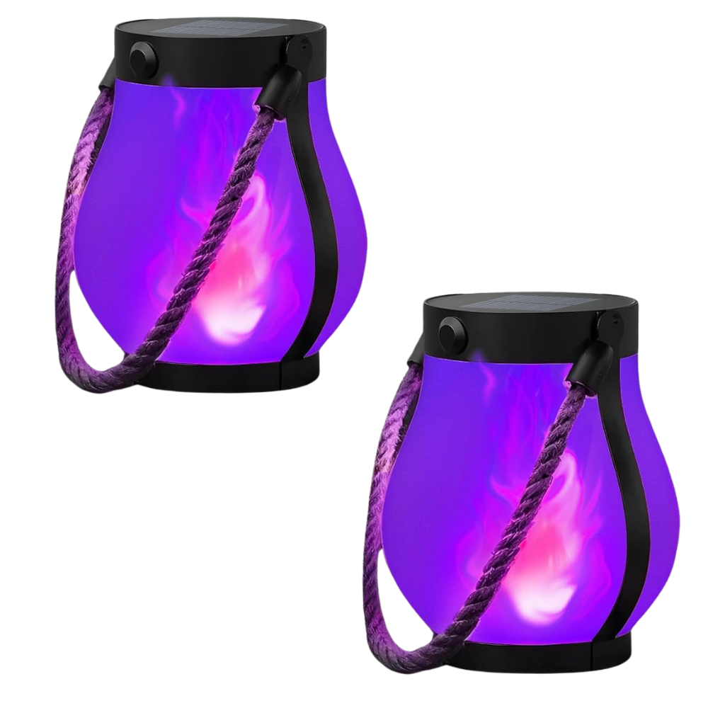 Outdoor Solar Lanterns Waterproof With Flickering Flame Dual Charge