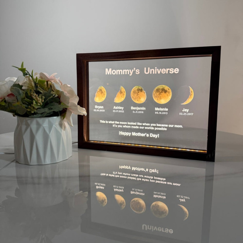Personalized Moon Phase Light Frame For Mommy-Sparklie Lights
