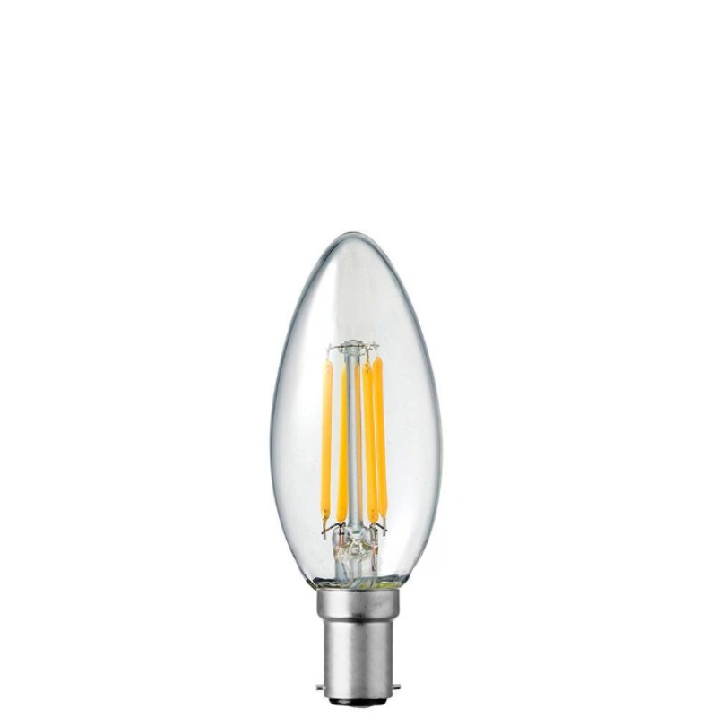 4W 12 Volt DC Candle Dimmable LED Bulb (B15) Clear in Warm White-Sparklie Lights