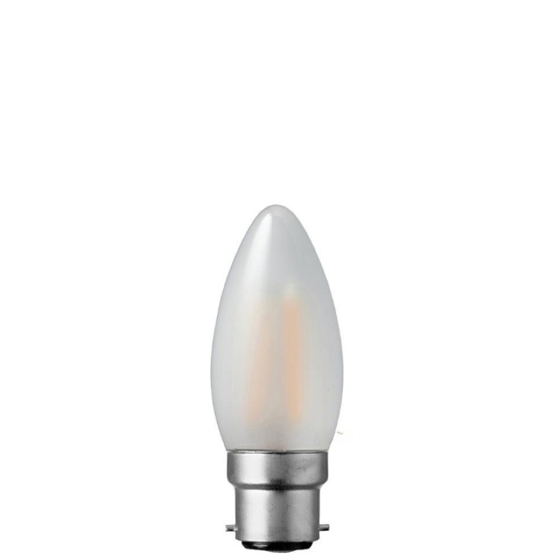 6W Candle Dimmable LED Bulb (B22) Frosted in Warm White-Sparklie Lights