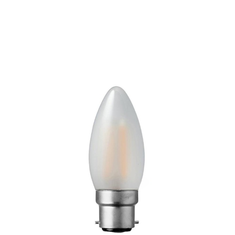 4W Candle Dimmable LED Bulb (B22) Frosted in Warm White-Sparklie Lights