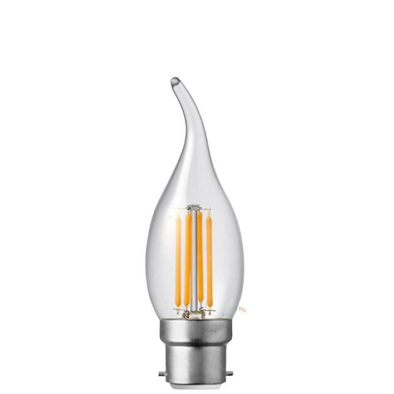 4W Flame Tip Candle Dimmable LED Bulb (B22) Clear in Warm White-Sparklie Lights
