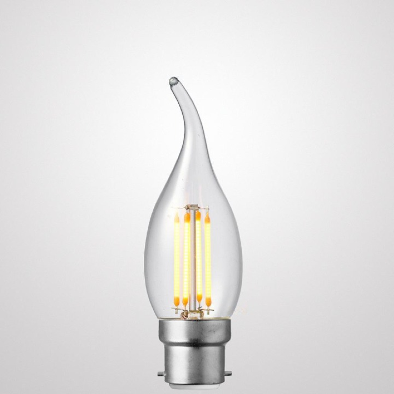 4W Flame Tip Candle Dimmable LED Bulb (B22) Clear in Warm White-Sparklie Lights