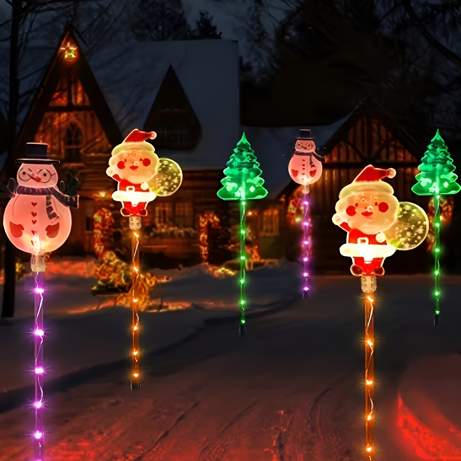 Pack of 6 Solar Powered Indoor Outdoor Christmas Lights