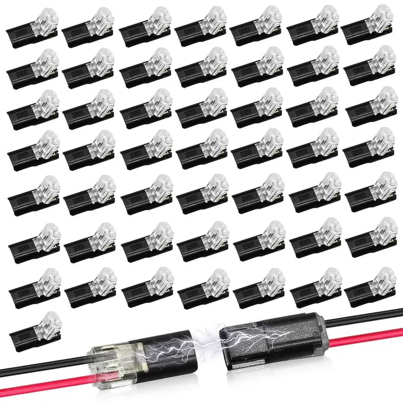 Double-Wire Plug-in Connector Led Light Strip Connectors 2 Pin, Low Voltage Wire Connector with Locking Buckle