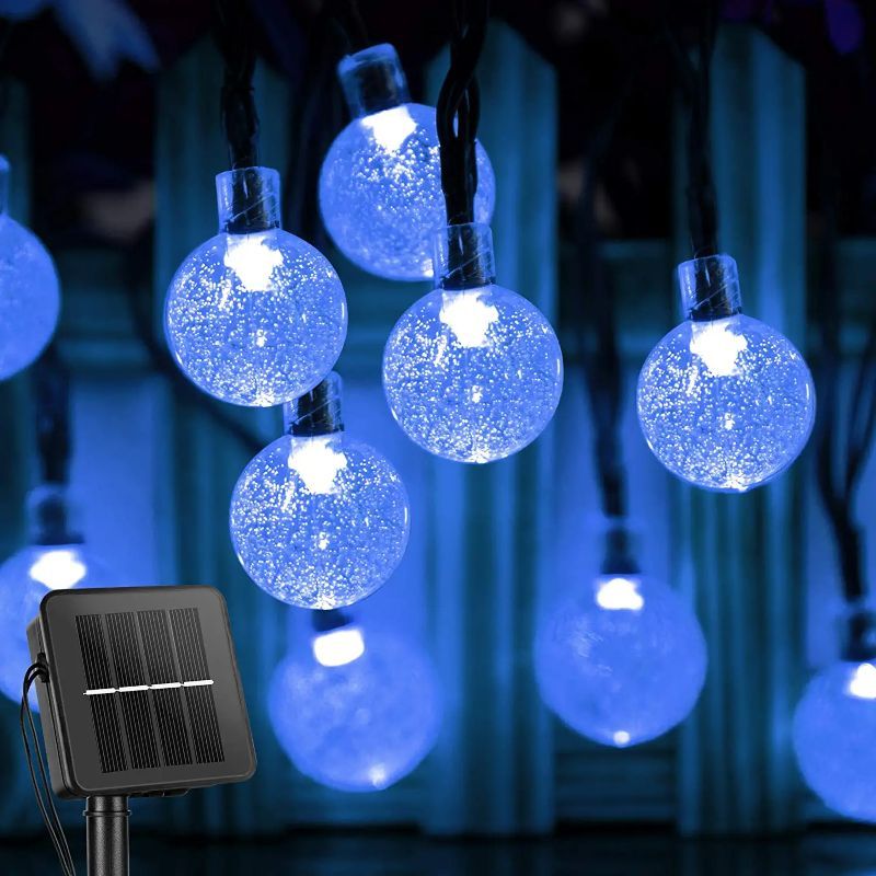 Solar String Lights Outdoor 60 Led 35.6 Feet Crystal Globe Lights with 8 Lighting Modes,-Sparklie Lights