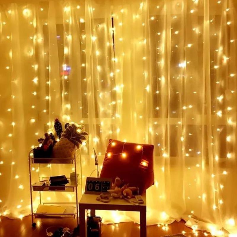 10Ft 300 Warm White String Curtain Light-Sparklie Lights