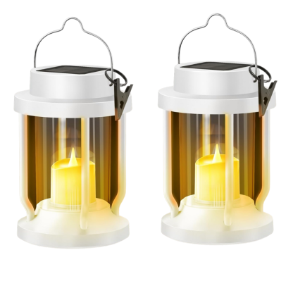 Hanging Solar Lantern With Flickering Flameless Candle For Garden