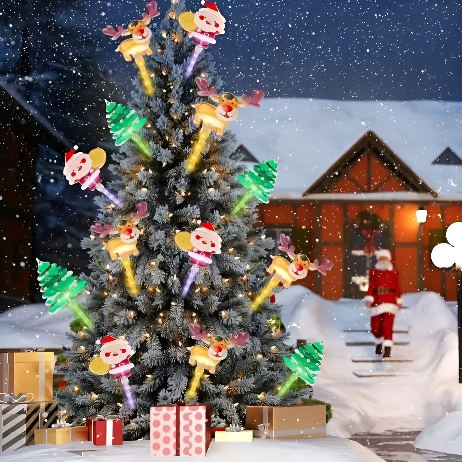 Pack of 6 Solar Powered Indoor Outdoor Christmas Lights