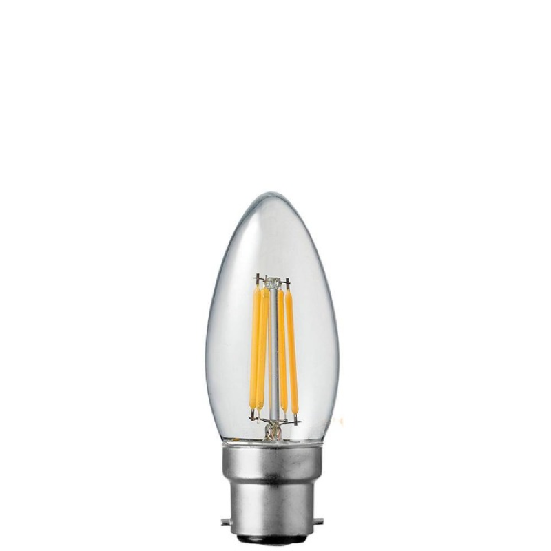 6W Candle Dimmable LED Bulb (B22) Clear in Warm White-Sparklie Lights