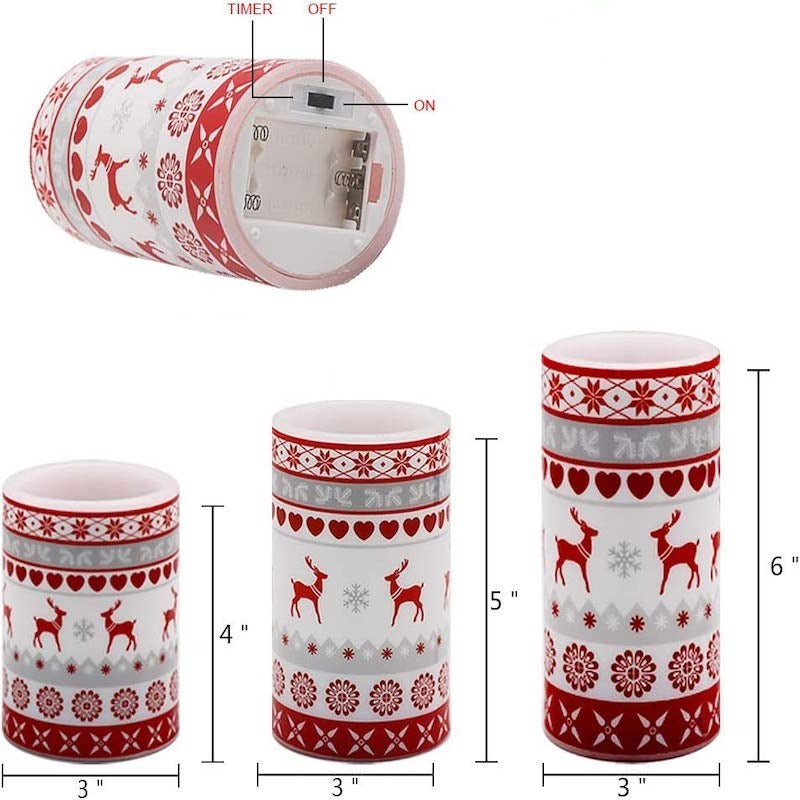 Set of 3 Christmas 3D Decorative Flameless LED Candle Lights-Sparklie Lights