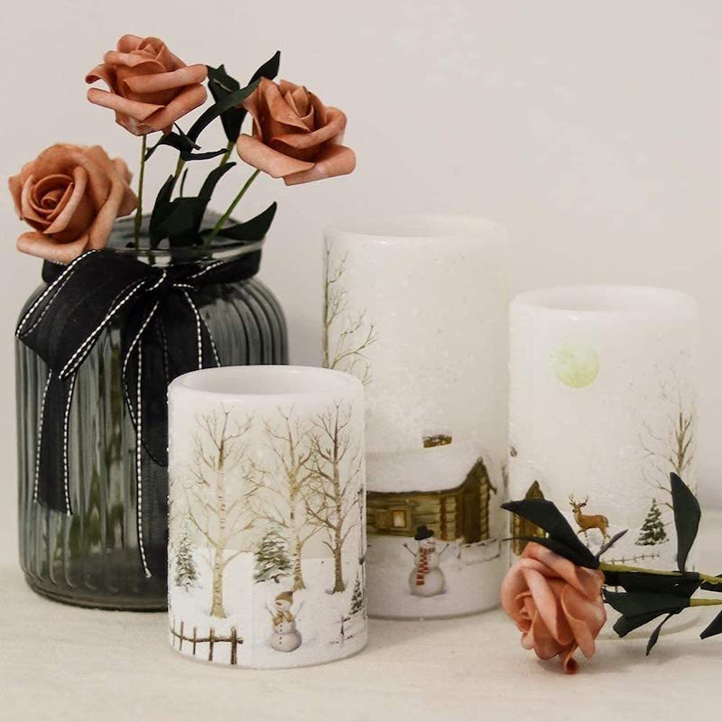 Set of 3 Christmas 3D Decorative Flameless LED Candle Lights-Sparklie Lights