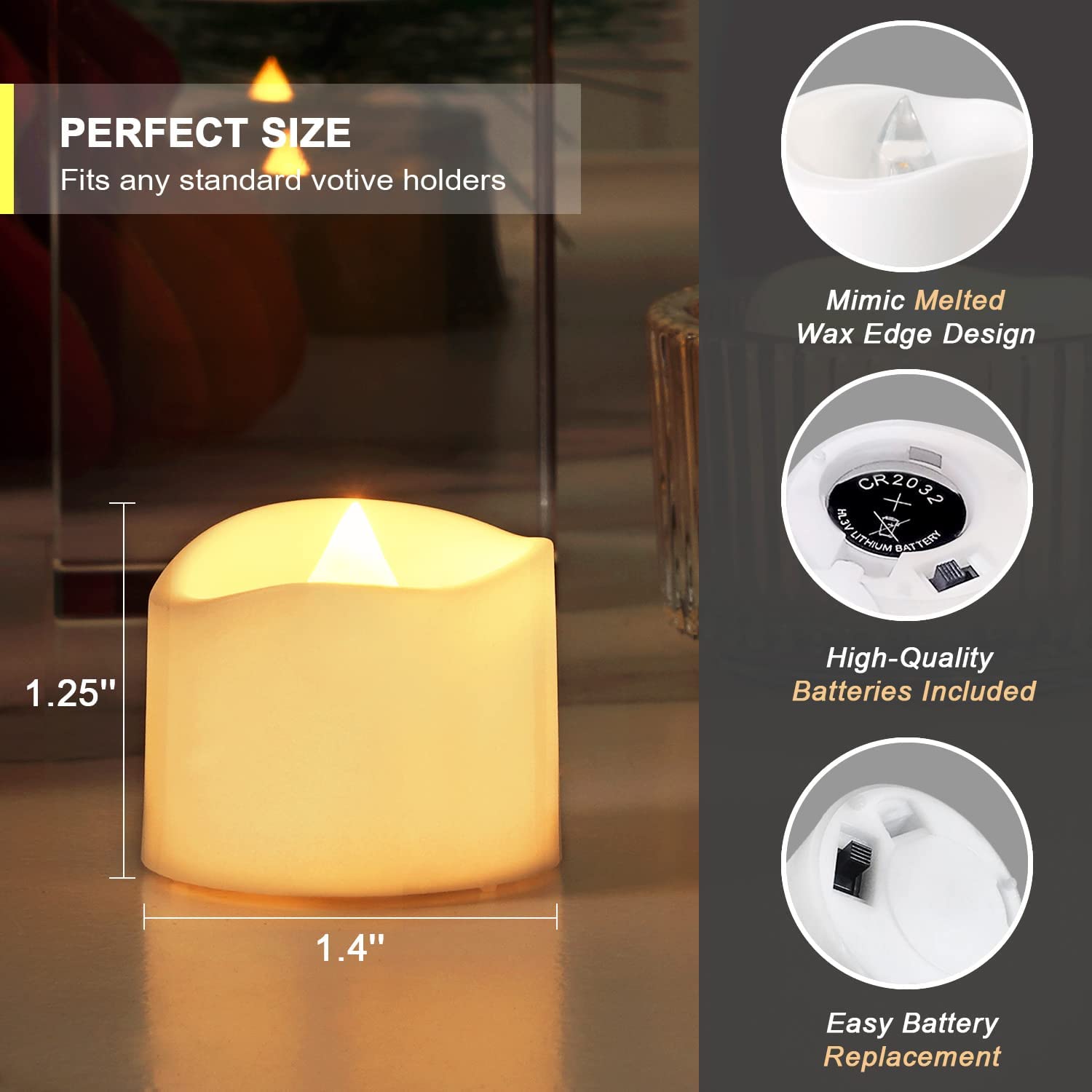 LED Tea Lights with Timer, Built-in 6 Hours Timer Tea Lights, Votive Candles Battery Operated, Flameless Candles with Timer-Sparklie Lights