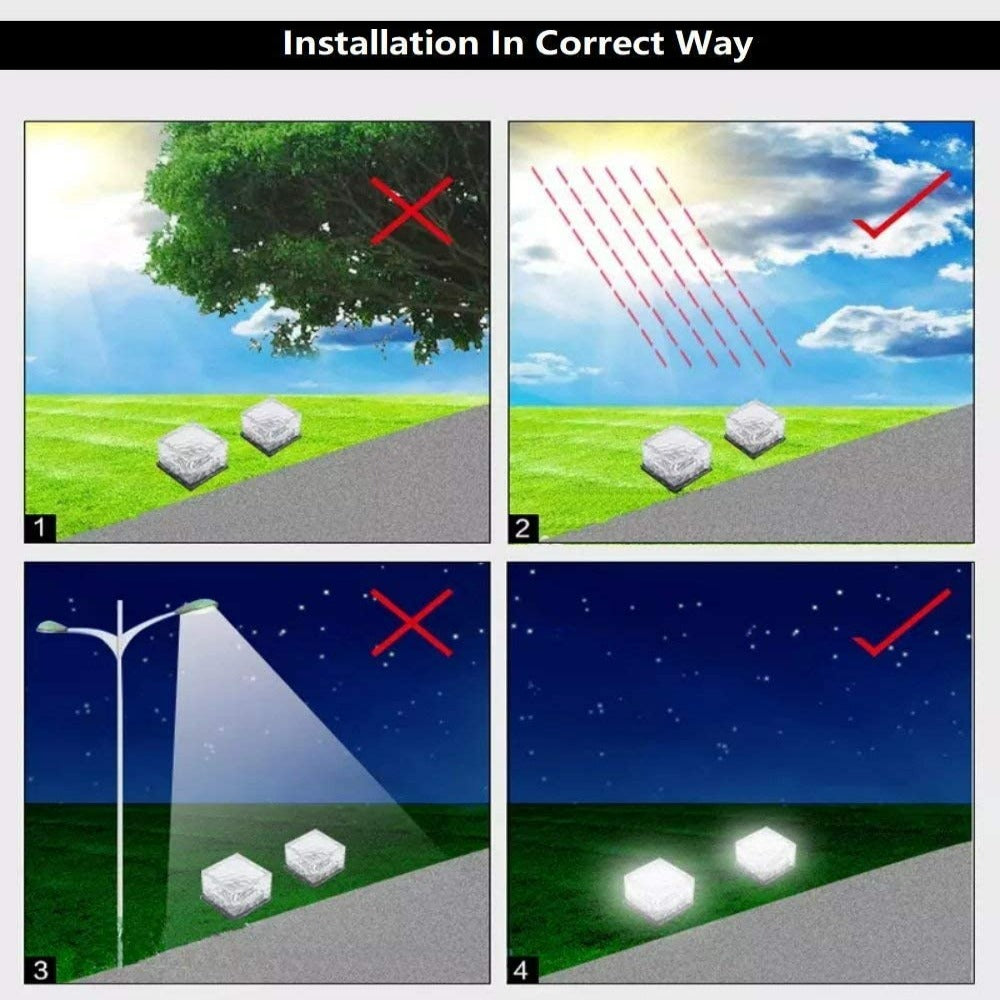 Solar-Powered Heavy Duty Brick Path Lights - Pack of 4 | Decorative Outdoor Pavers-Sparklie Lights