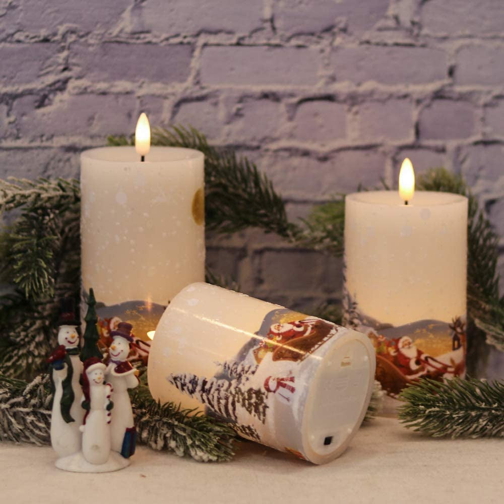 Set of 3 Flameless Flickering  3D Decorative LED Candles-Sparklie Lights