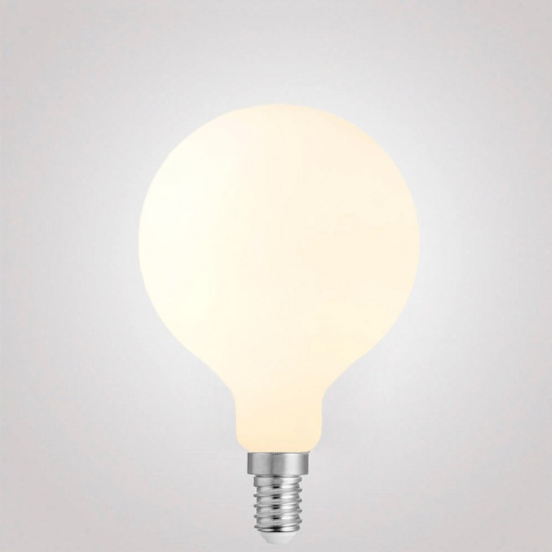 8W G80 Matte White Dimmable LED Light Bulb (E14) In Warm White-Sparklie Lights