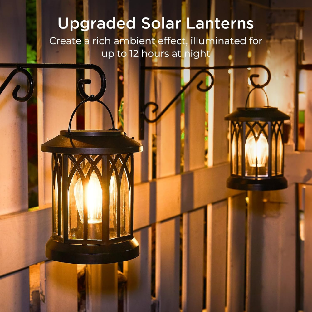 Outdoor Waterproof Solar Lanterns With Bright LED Hanging Lights