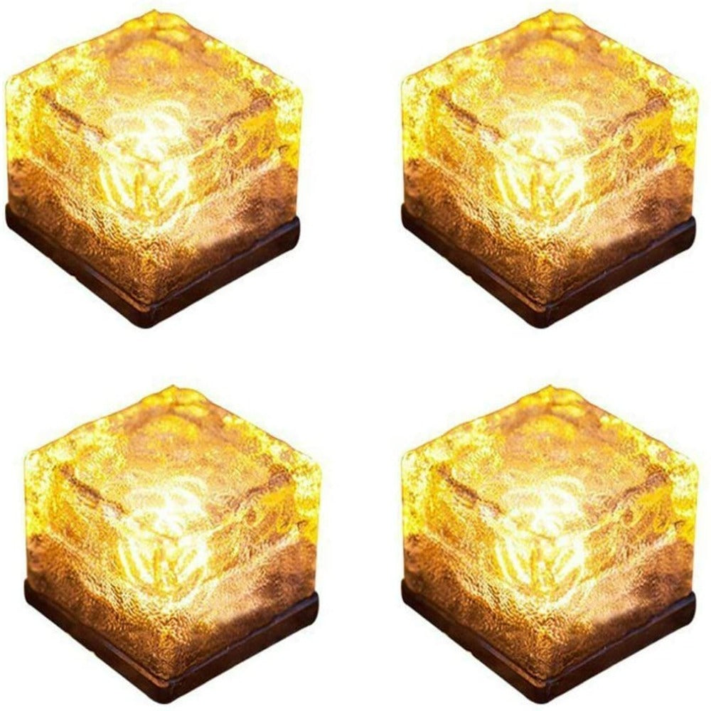 Solar-Powered Heavy Duty Brick Path Lights - Pack of 4 | Decorative Outdoor Pavers-Sparklie Lights