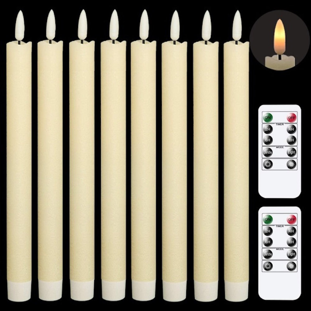 Flameless Taper Candles Flickering with 10-Key Remote, Battery Operated Led Warm 3D Wick Light Window Candles Real Wax-Sparklie Lights