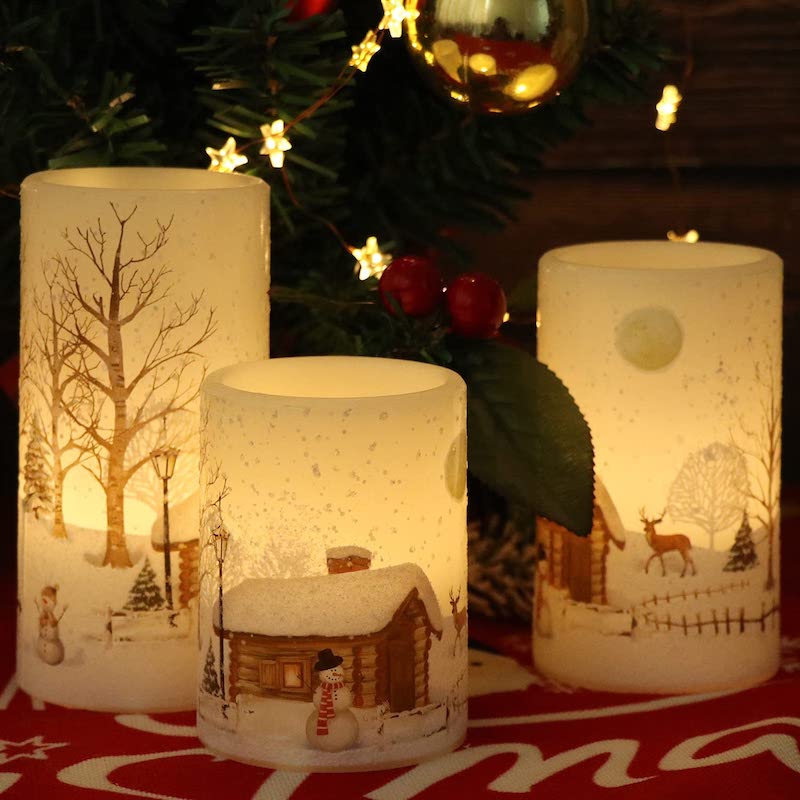 Set of 3 Christmas 3D Decorative Flameless LED Candle Lights-Sparklie Lights