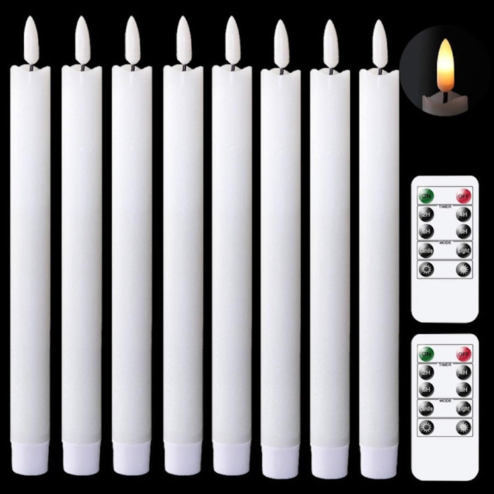 Flameless Taper Candles Flickering with 10-Key Remote, Battery Operated Led Warm 3D Wick Light Window Candles Real Wax-Sparklie Lights
