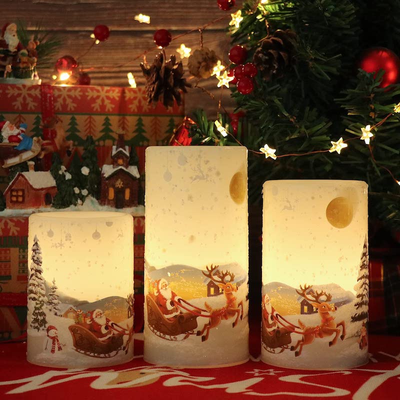 Set of 3 Christmas 3D Decorative Flameless LED Candle Lights-Sparklie Lights