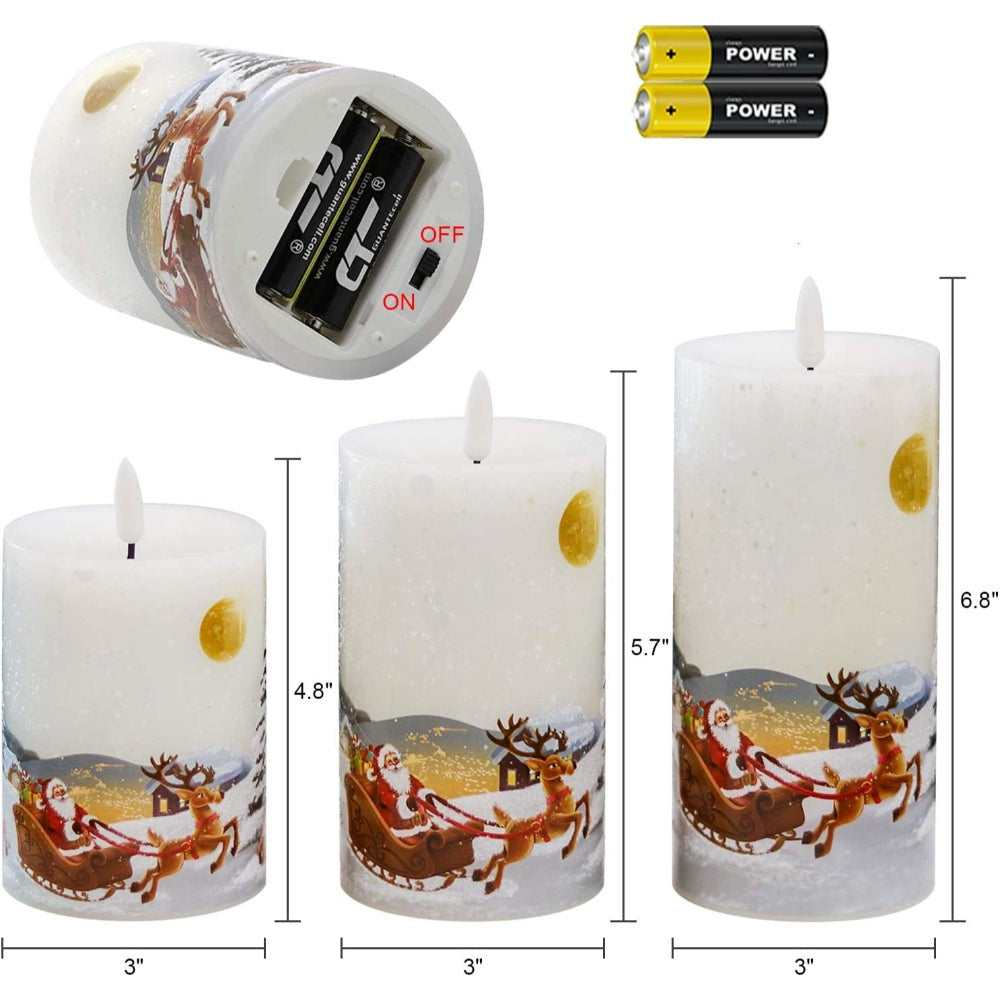 Set of 3 Flameless Flickering  3D Decorative LED Candles-Sparklie Lights