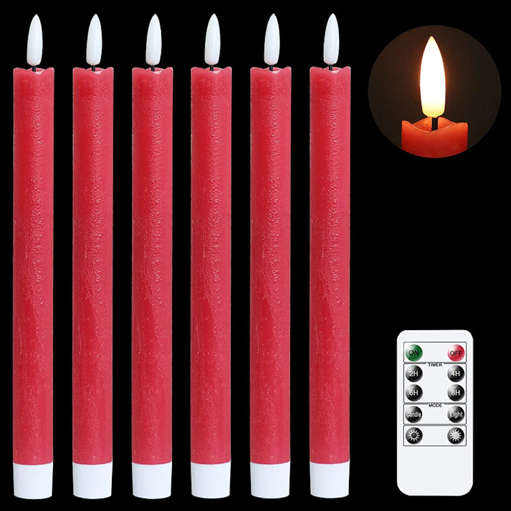 Flameless Taper Candles Flickering with 10-Key Remote, Battery Operated Led Warm 3D Wick Light Window Candles Real Wax-Sparklie Lights