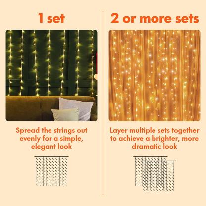 Curtain Lights String – Warm White LED Fairy Lights-Sparklie Lights