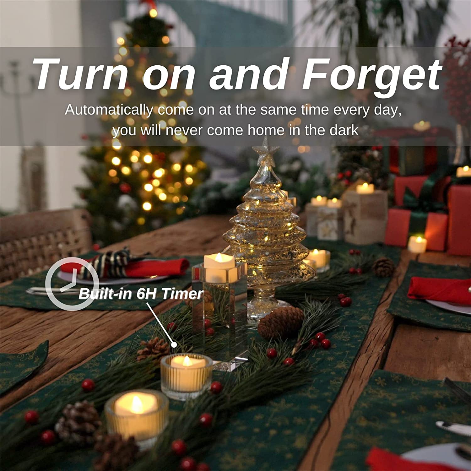 LED Tea Lights with Timer, Built-in 6 Hours Timer Tea Lights, Votive Candles Battery Operated, Flameless Candles with Timer-Sparklie Lights