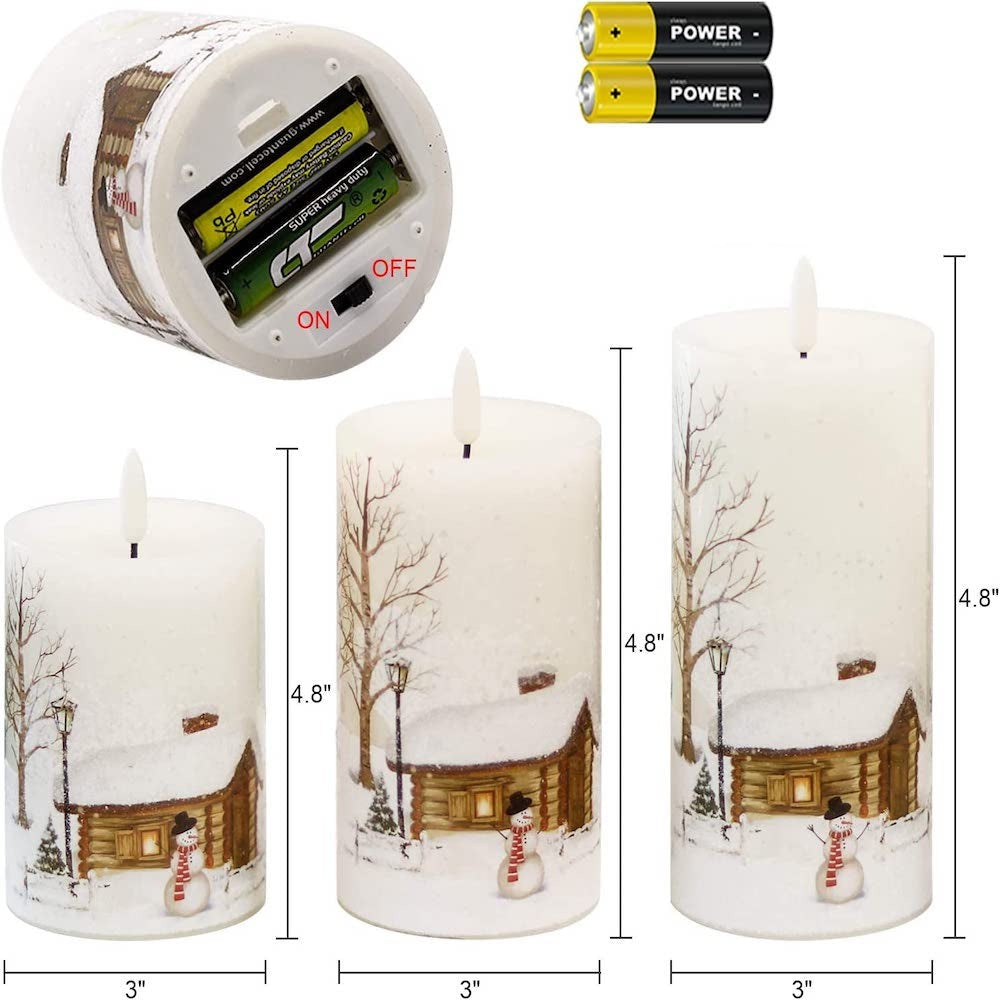 Set of 3 Flameless Flickering  3D Decorative LED Candles-Sparklie Lights