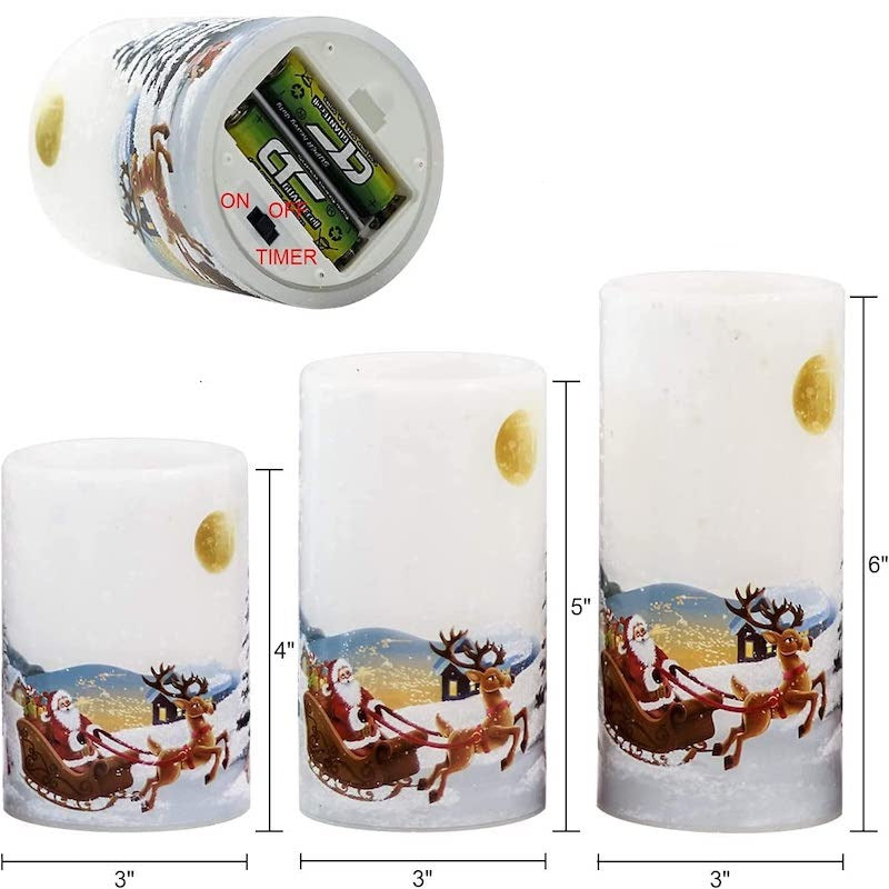 Set of 3 Christmas 3D Decorative Flameless LED Candle Lights-Sparklie Lights