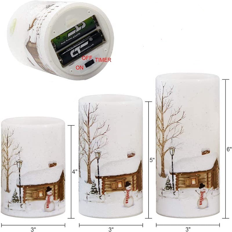 Set of 3 Christmas 3D Decorative Flameless LED Candle Lights-Sparklie Lights