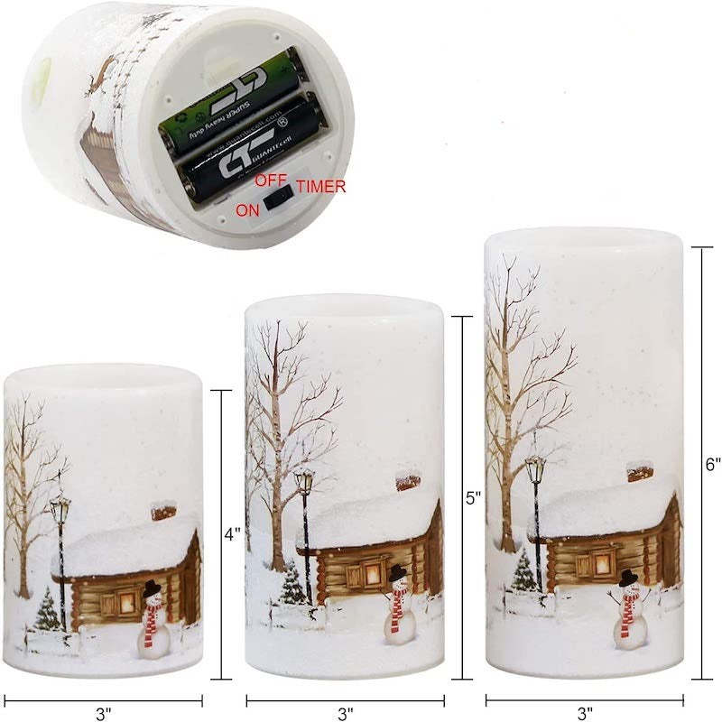 Set of 3 Christmas 3D Decorative Flameless LED Candle Lights-Sparklie Lights